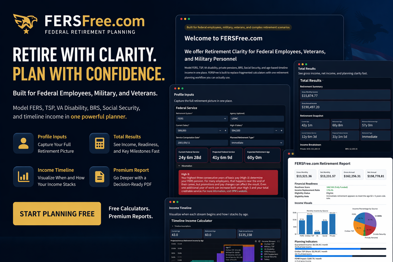 FERSFree retirement planner preview